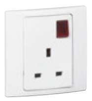 WHITE 13A SOCKET + SWITCH+ LED