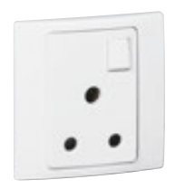 WHITE BS 5A SOCKET + SWITCH   